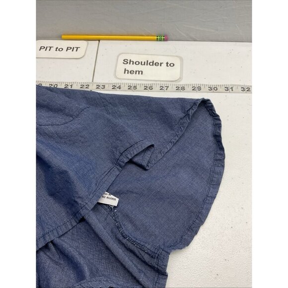 Tulip Brand Swing Tunic Top Navy Blue Button Front Pockets Pleat Lagenlook M - Picture 11 of 12